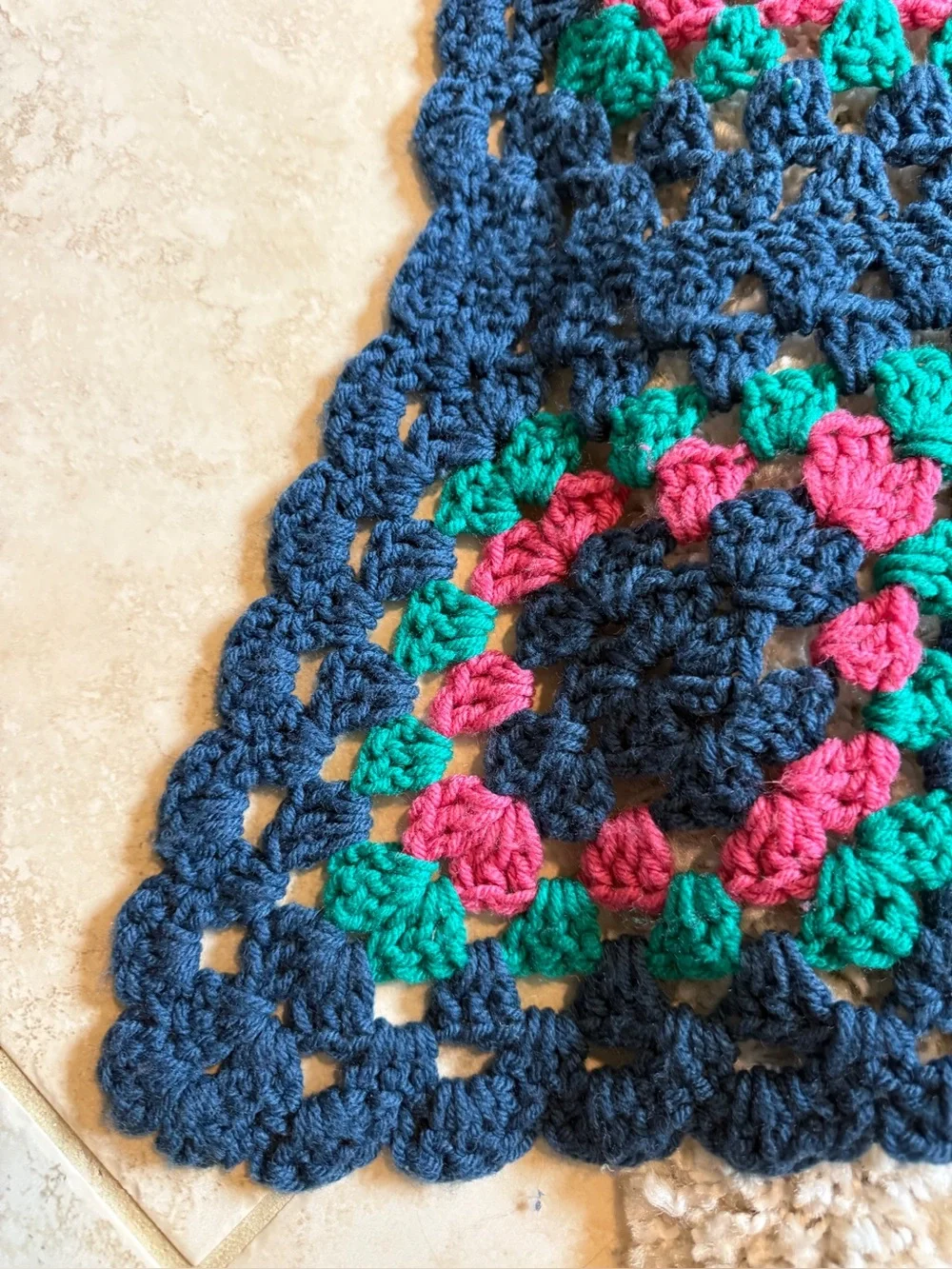 Handmade Crocheted Vintage Afghan Throw Blanket 92” X 61” Granny Square